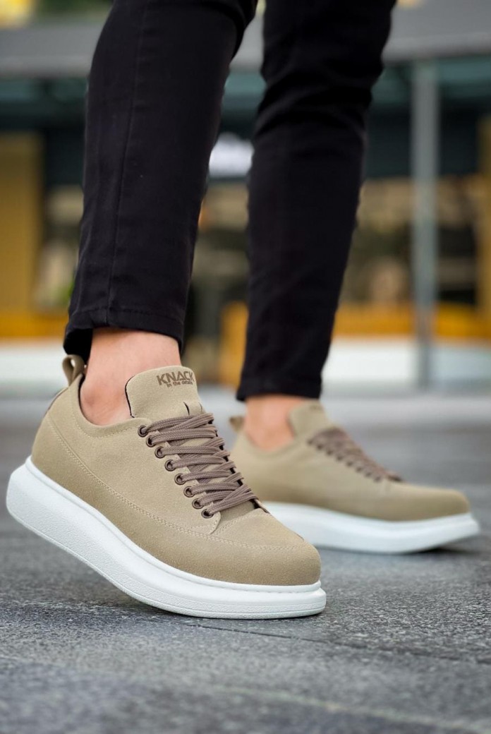 KN814 Erkek Günlük Bağcıklı Süet Spor Sneaker Ayakkabı SBT - Vizon