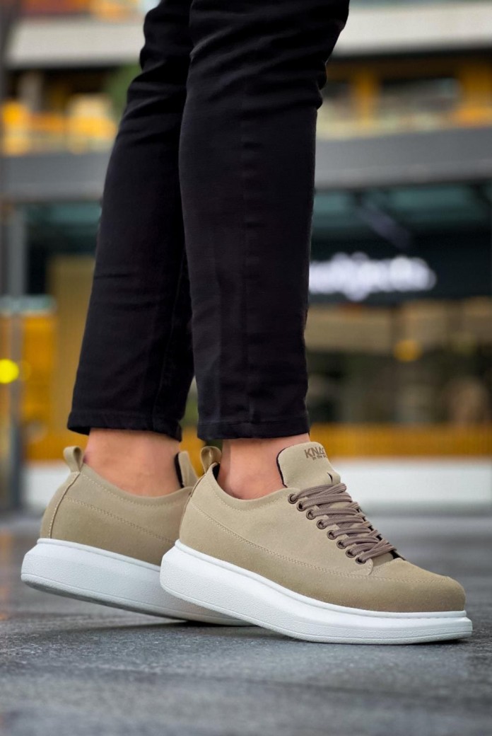 KN814 Erkek Günlük Bağcıklı Süet Spor Sneaker Ayakkabı SBT - Vizon
