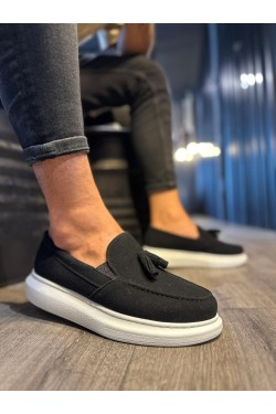 KN818 Erkek Günlük Bağcıksız Corcik Süet Klasik Ayakkabı SBT - Siyah