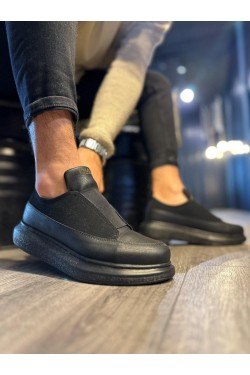 KN911 Erkek Günlük Bağcıksız Cilt Süet Spor Sneaker Ayakkabı CSST - Siyah