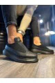 KN911 Erkek Günlük Bağcıksız Cilt Süet Spor Sneaker Ayakkabı CSST - Siyah
