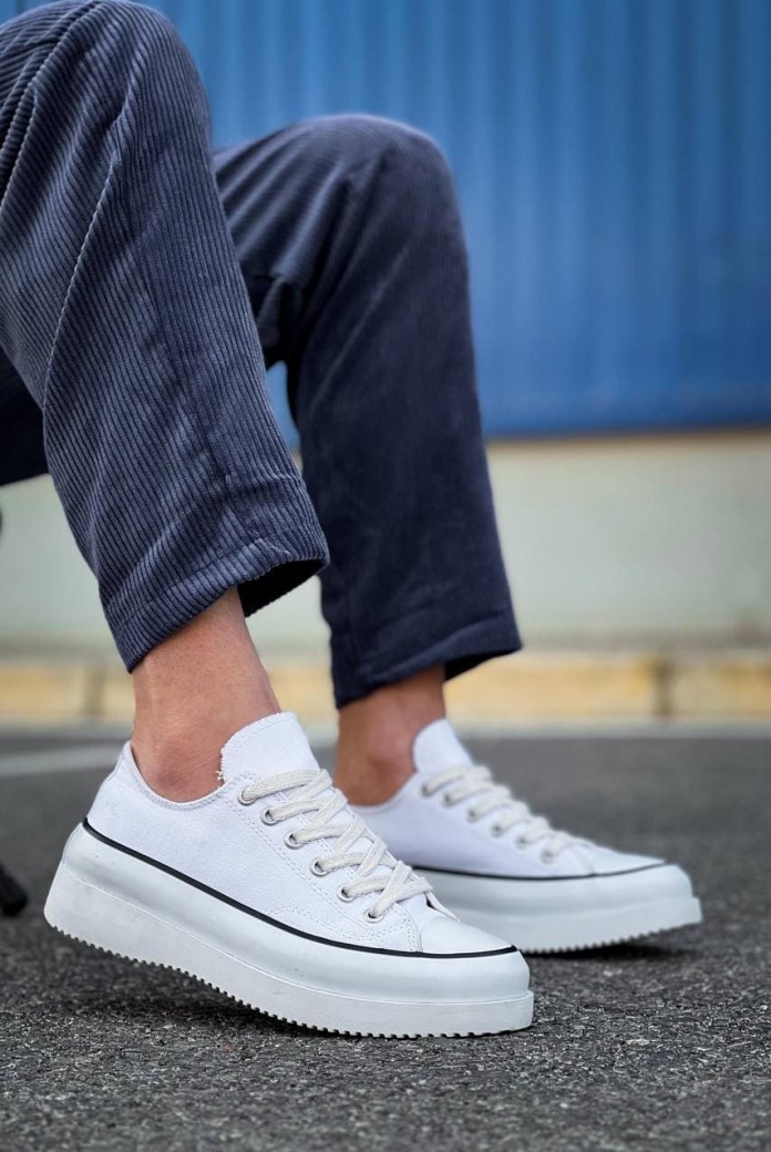 KB-CX3 Erkek Günlük Bağcıklı Keten Kısa Spor Sneaker Ayakkabı KBT - Beyaz KB-CX3 Erkek Günlük Bağcıklı Keten Kısa Spor Sneaker Ayakkabı KBT - Beyaz