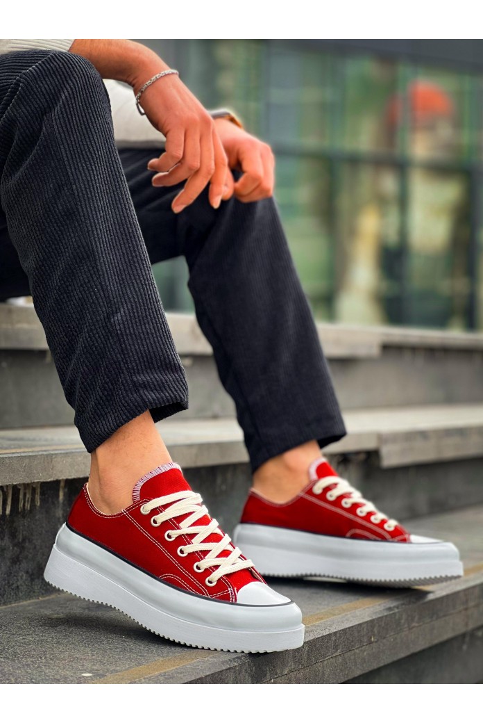 KB-CX3 Erkek Günlük Bağcıklı Keten Kısa Spor Sneaker Ayakkabı KBT - Bordo KB-CX3 Erkek Günlük Bağcıklı Keten Kısa Spor Sneaker Ayakkabı KBT - Bordo