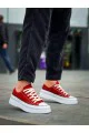 KB-CX3 Erkek Günlük Bağcıklı Keten Kısa Spor Sneaker Ayakkabı KBT - Bordo