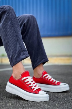 KB-CX3 Erkek Günlük Bağcıklı Keten Kısa Spor Sneaker Ayakkabı KBT - Kırmızı KB-CX3 Erkek Günlük Bağcıklı Keten Kısa Spor Sneaker Ayakkabı KBT - Kırmızı