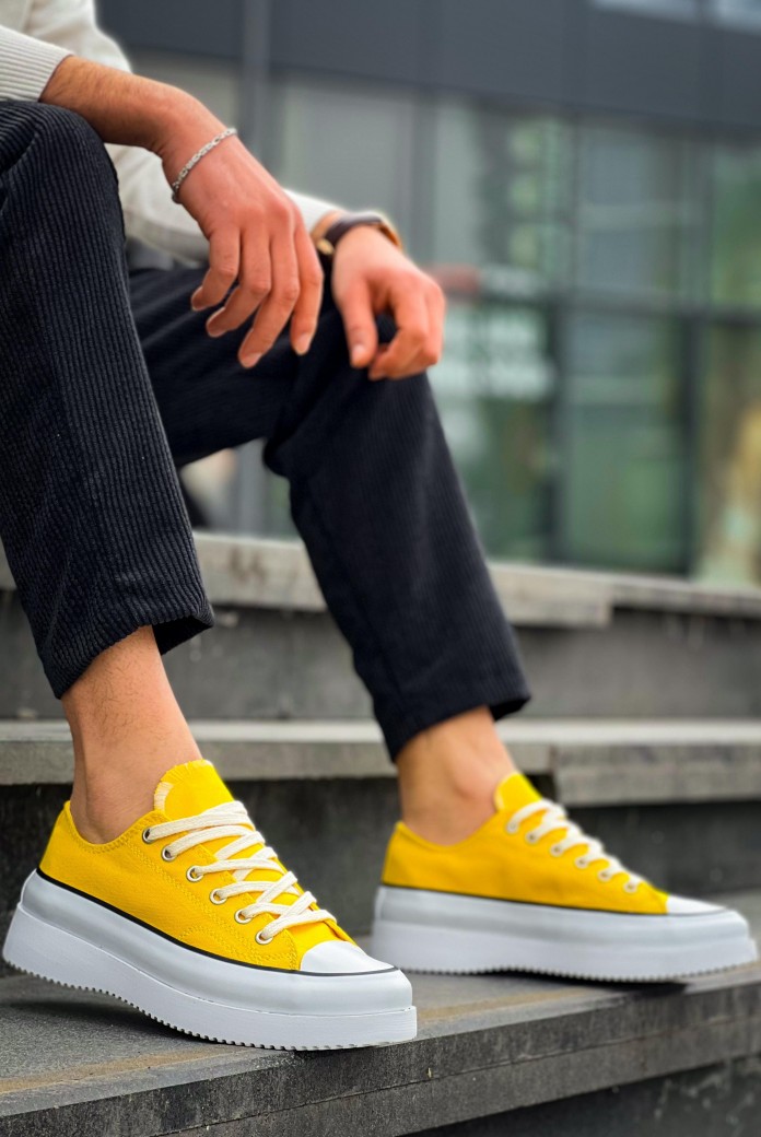 KB-CX3 Erkek Günlük Bağcıklı Keten Kısa Spor Sneaker Ayakkabı KBT - Sarı KB-CX3 Erkek Günlük Bağcıklı Keten Kısa Spor Sneaker Ayakkabı KBT - Sarı