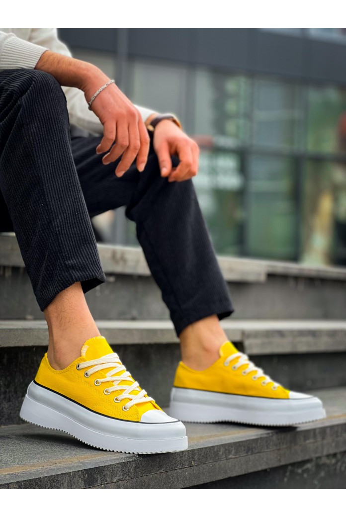 KB-CX3 Erkek Günlük Bağcıklı Keten Kısa Spor Sneaker Ayakkabı KBT - Sarı KB-CX3 Erkek Günlük Bağcıklı Keten Kısa Spor Sneaker Ayakkabı KBT - Sarı