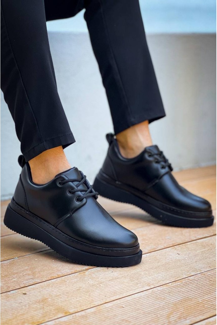 KB-X3 Erkek Günlük Bağcıklı Cilt Klasik Ayakkabı CST - Siyah
