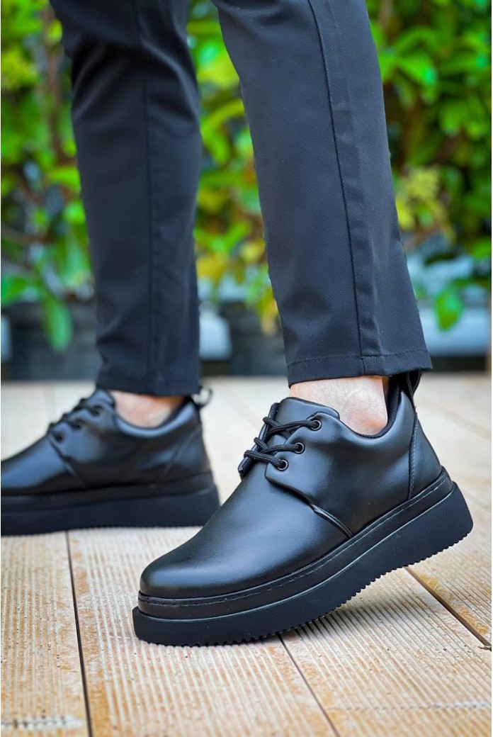KB-X3 Erkek Günlük Bağcıklı Cilt Klasik Ayakkabı CST - Siyah