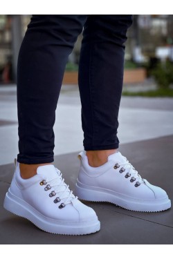KB-X4 Erkek Günlük Bağcıklı Cilt Spor Sneaker Ayakkabı CBT - Beyaz