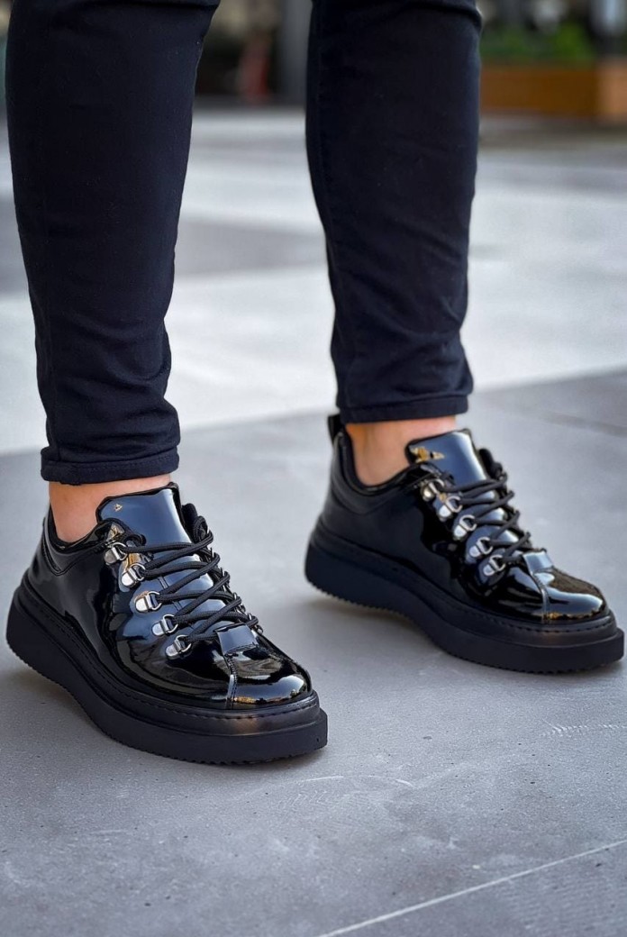 KB-X4 Erkek Günlük Bağcıklı Rugan Spor Sneaker Ayakkabı RST - Siyah KB-X4 Erkek Günlük Bağcıklı Rugan Spor Sneaker Ayakkabı RST - Siyah