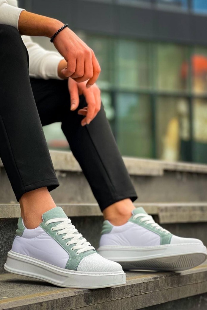 KB-X46 Erkek Günlük Bağcıklı Paraşüt Kumaş Cilt Spor Sneaker Ayakkabı PKCBT - Beyaz/Yeşil KB-X46 Erkek Günlük Bağcıklı Paraşüt Kumaş Cilt Spor Sneaker Ayakkabı PKCBT - Beyaz/Yeşil