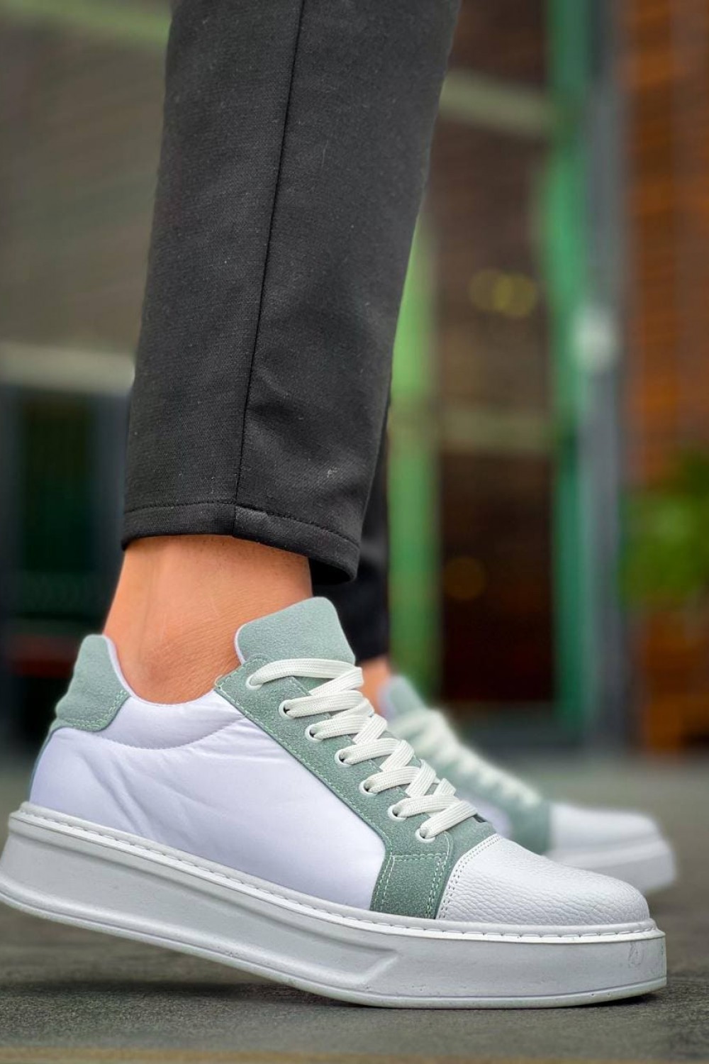 KB-X46 Erkek Günlük Bağcıklı Paraşüt Kumaş Cilt Spor Sneaker Ayakkabı PKCBT - Beyaz/Yeşil KB-X46 Erkek Günlük Bağcıklı Paraşüt Kumaş Cilt Spor Sneaker Ayakkabı PKCBT - Beyaz/Yeşil