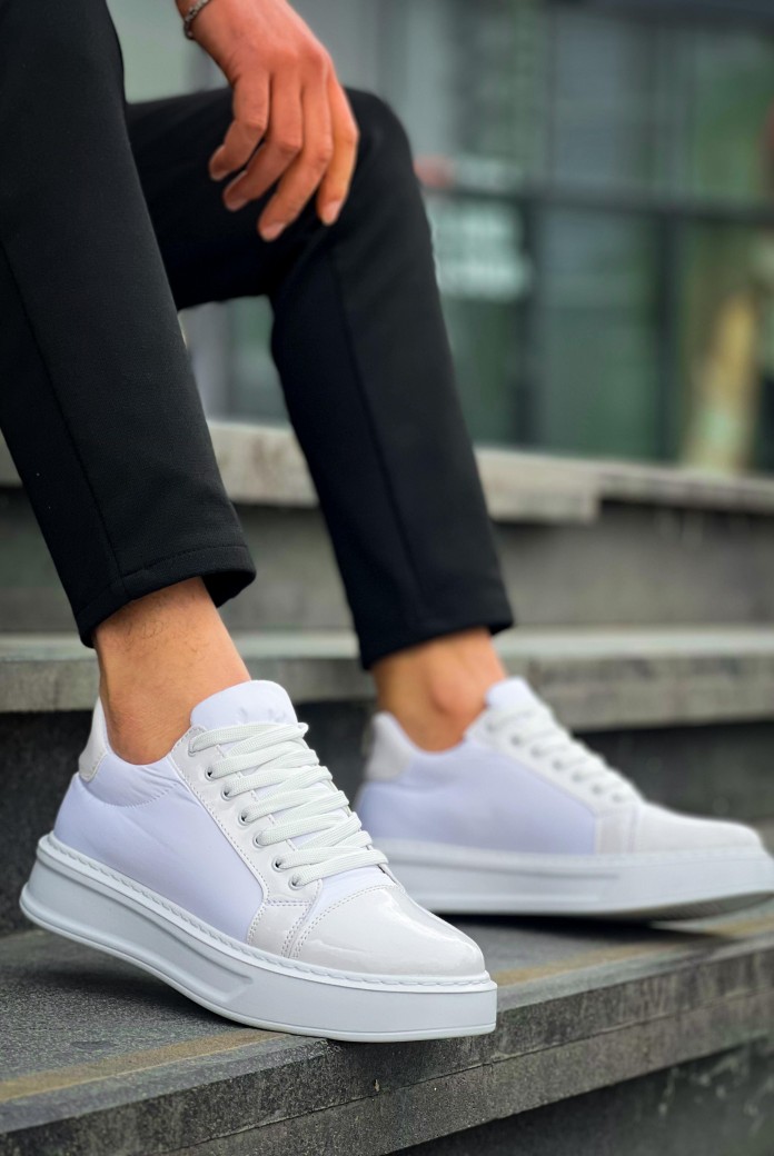 KB-X46 Erkek Günlük Bağcıklı Paraşüt Kumaş Rugan Spor Sneaker Ayakkabı PKRBT - Beyaz KB-X46 Erkek Günlük Bağcıklı Paraşüt Kumaş Rugan Spor Sneaker Ayakkabı PKRBT - Beyaz