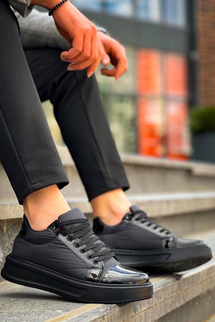 KB-X46 Erkek Günlük Bağcıklı Paraşüt Kumaş Rugan Spor Sneaker Ayakkabı PKRST - Siyah KB-X46 Erkek Günlük Bağcıklı Paraşüt Kumaş Rugan Spor Sneaker Ayakkabı PKRST - Siyah