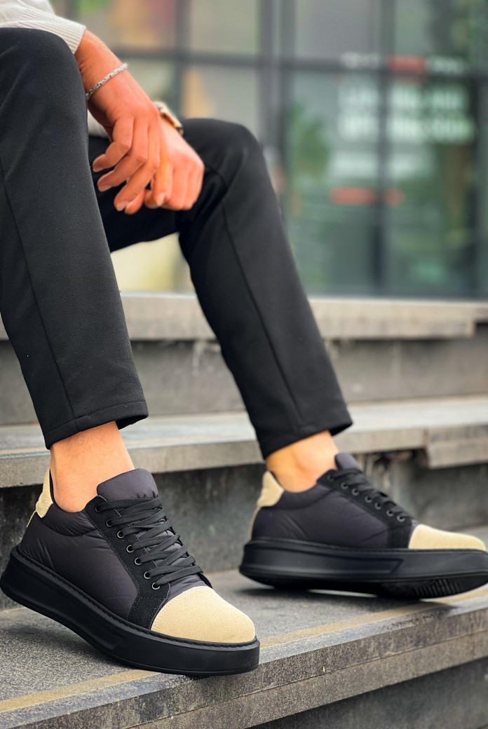 KB-X46 Erkek Günlük Bağcıklı Paraşüt Kumaş Süet Spor Sneaker Ayakkabı PKSST - Siyah/Bej KB-X46 Erkek Günlük Bağcıklı Paraşüt Kumaş Süet Spor Sneaker Ayakkabı PKSST - Siyah/Bej