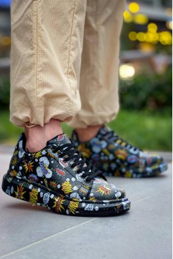 KB-X500 Erkek Günlük Bağcıklı Boom Baskılı Cilt Spor Sneaker Ayakkabı CST - Siyah KB-X500 Erkek Günlük Bağcıklı Boom Baskılı Cilt Spor Sneaker Ayakkabı CST - Siyah
