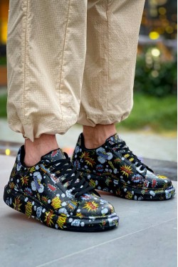 KB-X500 Erkek Günlük Bağcıklı Boom Baskılı Cilt Spor Sneaker Ayakkabı CST - Siyah KB-X500 Erkek Günlük Bağcıklı Boom Baskılı Cilt Spor Sneaker Ayakkabı CST - Siyah