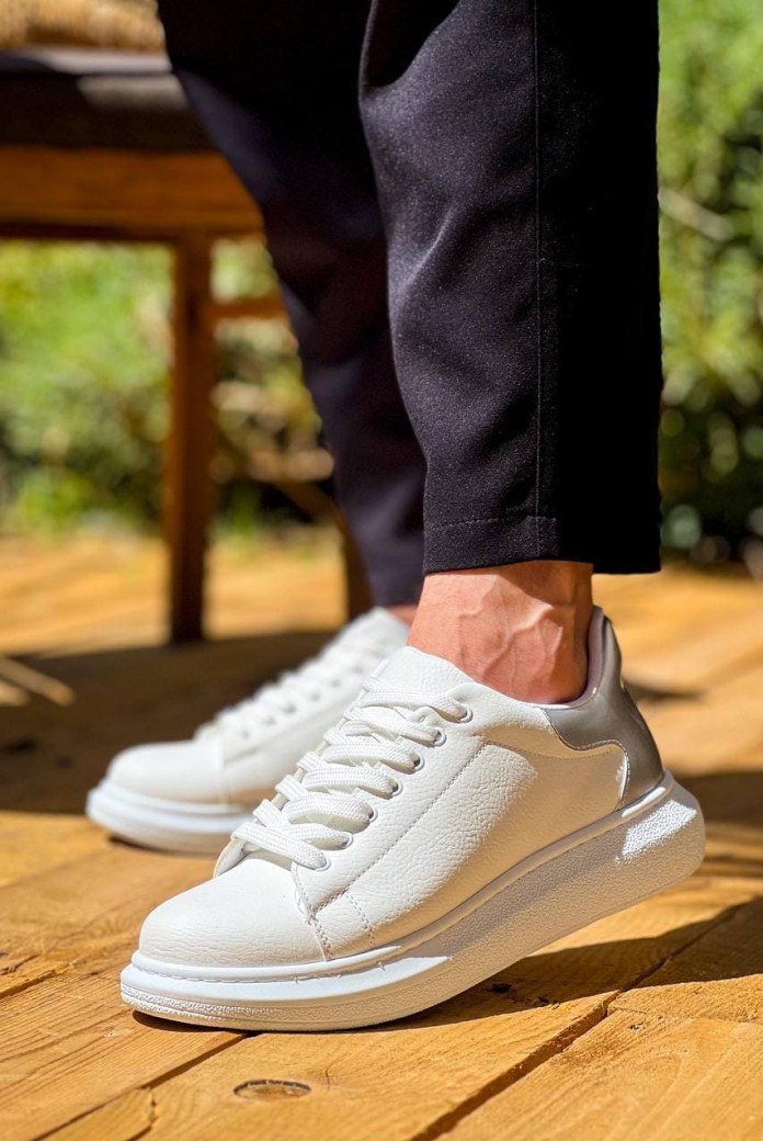 KB-X500 Erkek Günlük Bağcıklı Cilt Spor Sneaker Ayakkabı CBT - Beyaz/Silver KB-X500 Erkek Günlük Bağcıklı Cilt Spor Sneaker Ayakkabı CBT - Beyaz/Silver
