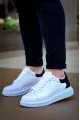 KB-X500 Erkek Günlük Bağcıklı Cilt Spor Sneaker Ayakkabı CBT - Beyaz/Siyah