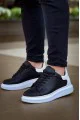 KB-X500 Erkek Günlük Bağcıklı Cilt Spor Sneaker Ayakkabı CBT - Siyah/Beyaz