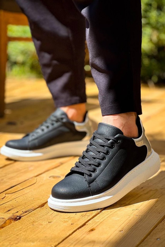 KB-X500 Erkek Günlük Bağcıklı Cilt Spor Sneaker Ayakkabı CBT - Siyah/Silver KB-X500 Erkek Günlük Bağcıklı Cilt Spor Sneaker Ayakkabı CBT - Siyah/Silver