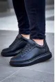KB-X500 Erkek Günlük Bağcıklı Cilt Spor Sneaker Ayakkabı CST - Siyah