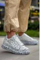 KB-X500 Erkek Günlük Bağcıklı Emoji Baskılı Cilt Spor Sneaker Ayakkabı CBT - Beyaz