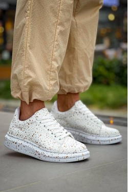 KB-X500 Erkek Günlük Bağcıklı Gold Baskılı Cilt Spor Sneaker Ayakkabı CBT - Beyaz KB-X500 Erkek Günlük Bağcıklı Gold Baskılı Cilt Spor Sneaker Ayakkabı CBT - Beyaz