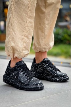 KB-X500 Erkek Günlük Bağcıklı Gold Baskılı Cilt Spor Sneaker Ayakkabı CST - Siyah KB-X500 Erkek Günlük Bağcıklı Gold Baskılı Cilt Spor Sneaker Ayakkabı CST - Siyah