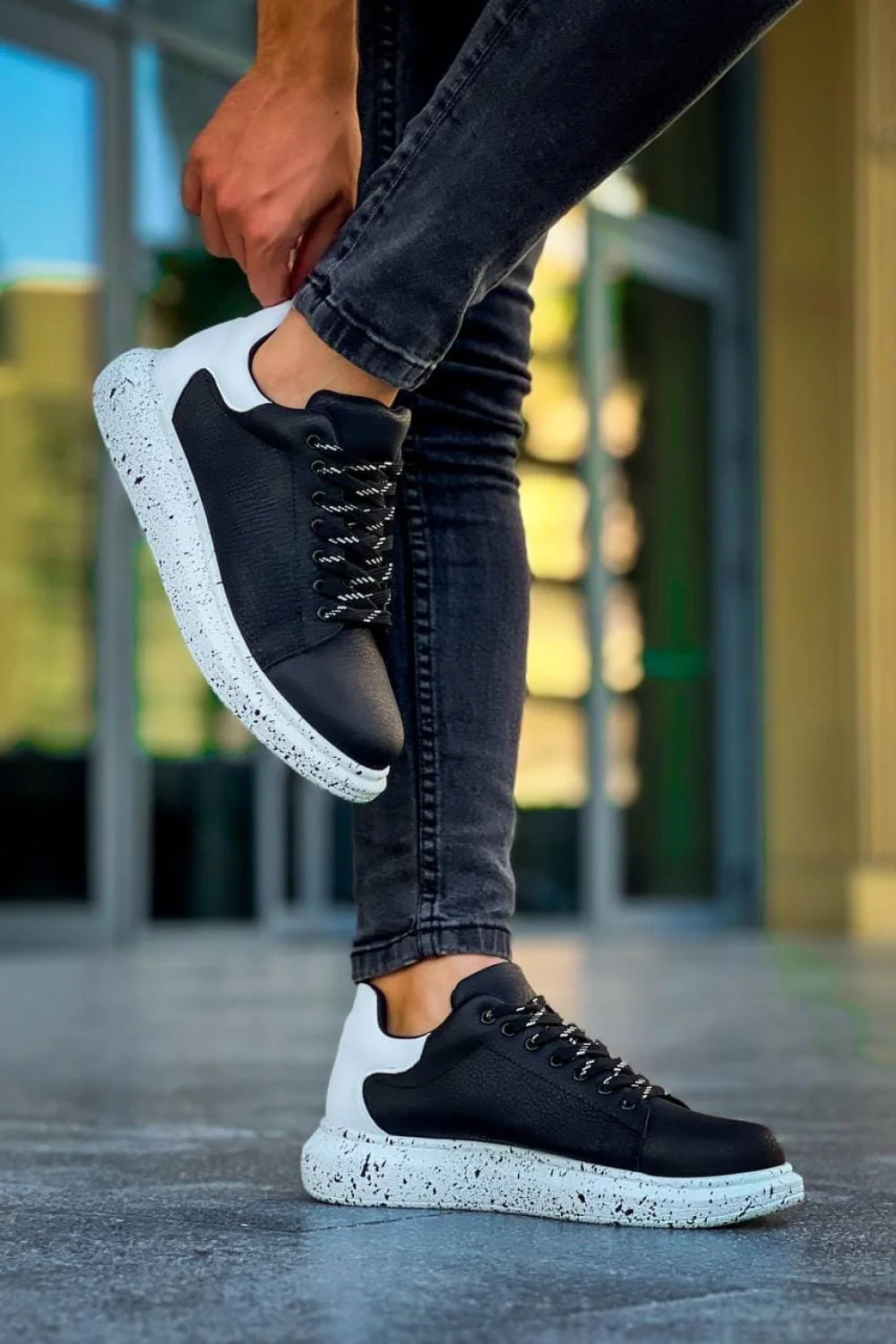 KB-X500 Erkek Günlük Bağcıklı Special Baskılı Cilt Spor Sneaker Ayakkabı CBT - Siyah/Beyaz KB-X500 Erkek Günlük Bağcıklı Special Baskılı Cilt Spor Sneaker Ayakkabı CBT - Siyah/Beyaz