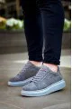 KB-X500 Erkek Günlük Bağcıklı Süet Spor Sneaker Ayakkabı SGT - Gri