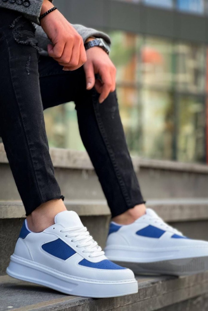 KB-X8 Erkek Günlük Bağcıklı Cilt Süet Spor Sneaker Ayakkabı CSBT - Beyaz/Mavi KB-X8 Erkek Günlük Bağcıklı Cilt Süet Spor Sneaker Ayakkabı CSBT - Beyaz/Mavi