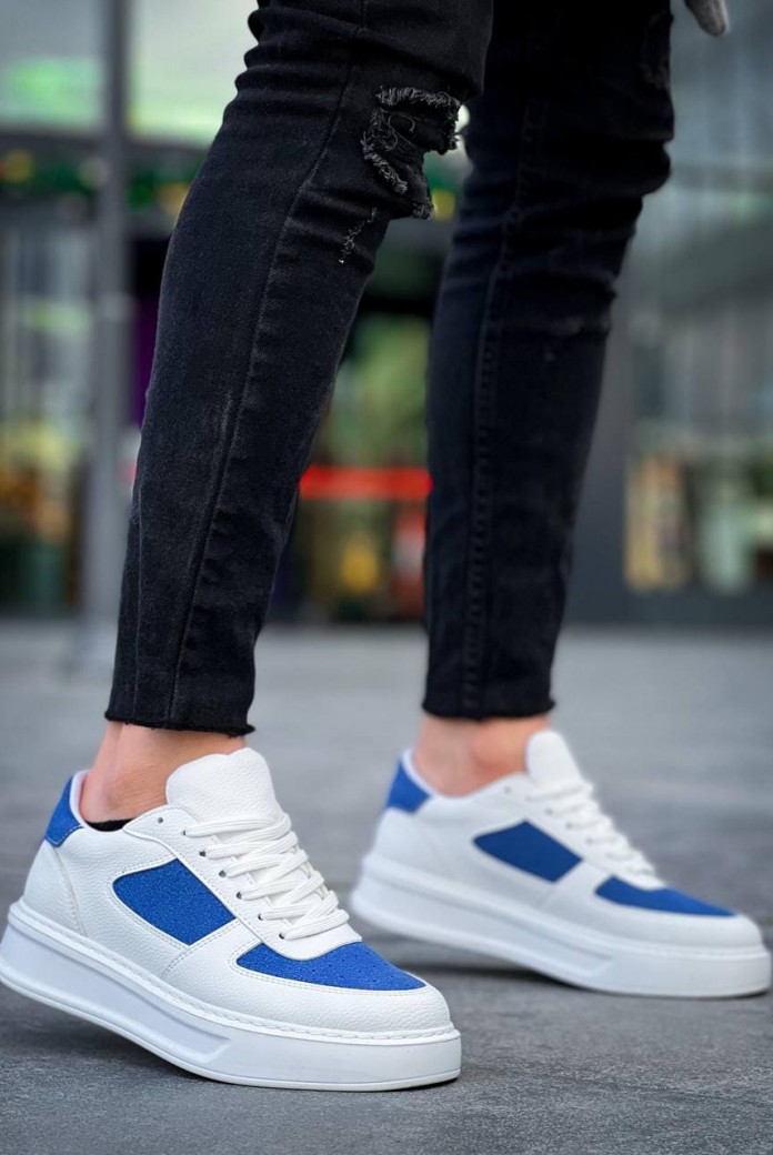 KB-X8 Erkek Günlük Bağcıklı Cilt Süet Spor Sneaker Ayakkabı CSBT - Beyaz/Mavi KB-X8 Erkek Günlük Bağcıklı Cilt Süet Spor Sneaker Ayakkabı CSBT - Beyaz/Mavi