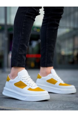 KB-X8 Erkek Günlük Bağcıklı Cilt Süet Spor Sneaker Ayakkabı CSBT - Beyaz/Sarı KB-X8 Erkek Günlük Bağcıklı Cilt Süet Spor Sneaker Ayakkabı CSBT - Beyaz/Sarı