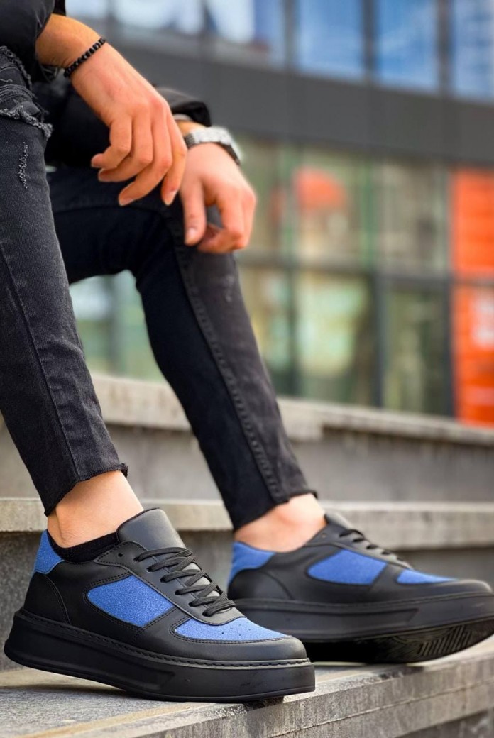 KB-X8 Erkek Günlük Bağcıklı Cilt Süet Spor Sneaker Ayakkabı CSST - Siyah/Mavi KB-X8 Erkek Günlük Bağcıklı Cilt Süet Spor Sneaker Ayakkabı CSST - Siyah/Mavi
