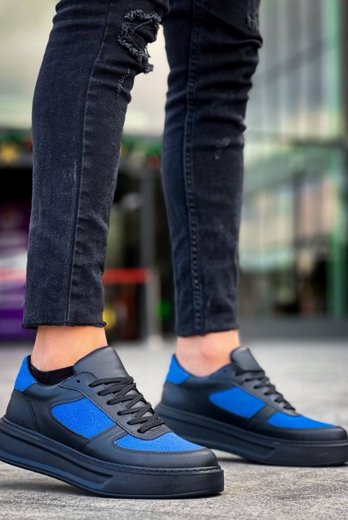 KB-X8 Erkek Günlük Bağcıklı Cilt Süet Spor Sneaker Ayakkabı CSST - Siyah/Mavi KB-X8 Erkek Günlük Bağcıklı Cilt Süet Spor Sneaker Ayakkabı CSST - Siyah/Mavi