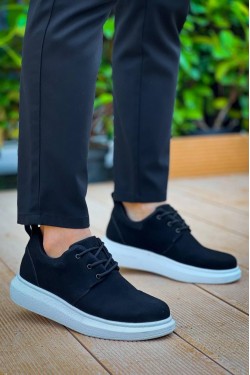 KB003 Erkek Günlük Bağcıklı Süet Klasik Ayakkabı SBT - Siyah