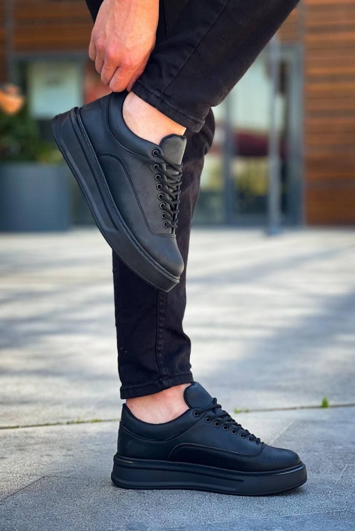 KB005 Erkek Günlük Bağcıklı Cilt Spor Sneaker Ayakkabı CST - Siyah KB005 Erkek Günlük Bağcıklı Cilt Spor Sneaker Ayakkabı CST - Siyah