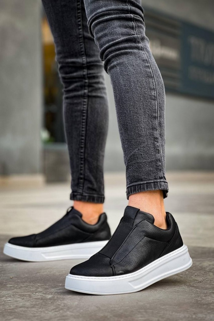 KB007 Erkek Günlük Bağcıksız Cilt Spor Sneaker Ayakkabı CBT - Siyah