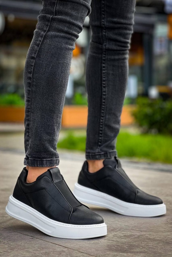 KB007 Erkek Günlük Bağcıksız Cilt Spor Sneaker Ayakkabı CBT - Siyah