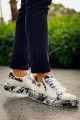 KB02 Erkek Günlük Bağcıklı Fermuarlı Boyalı Croco Cilt Spor Sneaker Ayakkabı CRT - Beyaz/Siyah KB02 Erkek Günlük Bağcıklı Fermuarlı Boyalı Croco Cilt Spor Sneaker Ayakkabı CRT - Beyaz/Siyah