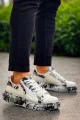 KB02 Erkek Günlük Bağcıklı Fermuarlı Boyalı Croco Cilt Spor Sneaker Ayakkabı CRT - Beyaz/Siyah KB02 Erkek Günlük Bağcıklı Fermuarlı Boyalı Croco Cilt Spor Sneaker Ayakkabı CRT - Beyaz/Siyah