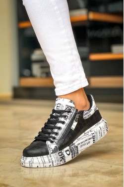 KB02 Erkek Günlük Bağcıklı Fermuarlı Gazete Boyalı Croco Cilt Spor Sneaker Ayakkabı CRT - Siyah KB02 Erkek Günlük Bağcıklı Fermuarlı Gazete Boyalı Croco Cilt Spor Sneaker Ayakkabı CRT - Siyah
