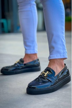 KB027 Erkek Günlük Bağcıksız H Tokalı Rugan Klasik Ayakkabı RST - Siyah KB027 Erkek Günlük Bağcıksız H Tokalı Rugan Klasik Ayakkabı RST - Siyah