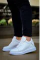 KB047 Erkek Günlük Bağcıklı Cilt Spor Sneaker Ayakkabı CBT - Beyaz
