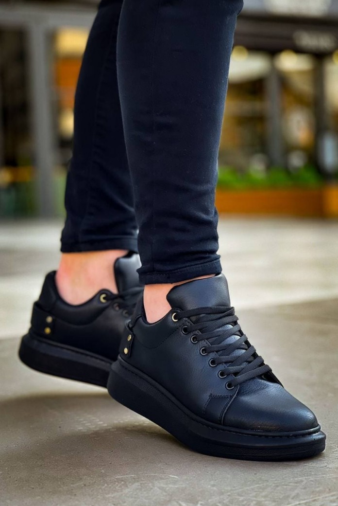 KB047 Erkek Günlük Bağcıklı Cilt Spor Sneaker Ayakkabı CST - Siyah KB047 Erkek Günlük Bağcıklı Cilt Spor Sneaker Ayakkabı CST - Siyah