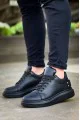 KB047 Erkek Günlük Bağcıklı Cilt Spor Sneaker Ayakkabı CST - Siyah