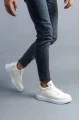 KB047 Erkek Günlük Bağcıklı Croco Desenli Cilt Spor Sneaker Ayakkabı CBT - Beyaz