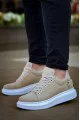 KB047 Erkek Günlük Bağcıklı Süet Spor Sneaker Ayakkabı SBT - Bej